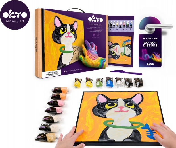 Okto schilderen met klei op nummer – kat 29 × 29 cm