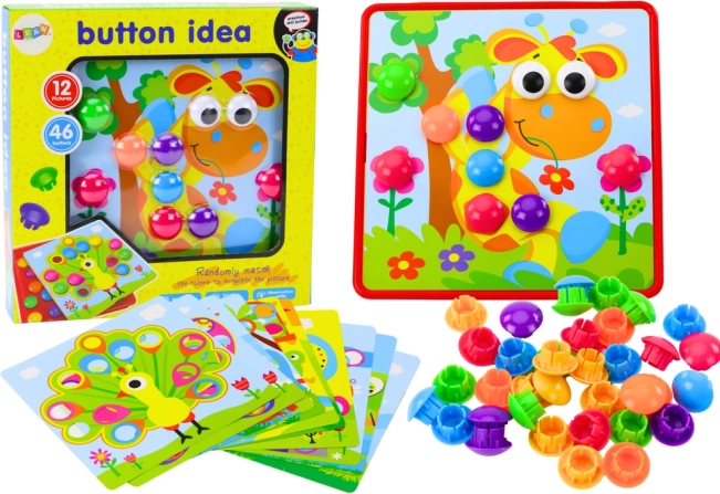Kinderpuzzel met kleurrijke knoppen - 12 patronen