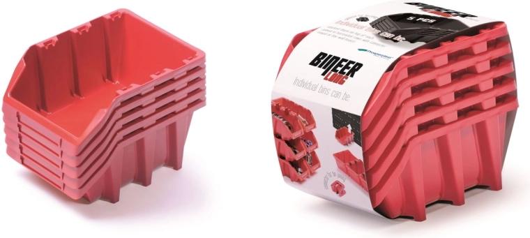 Set opbergboxen Bineer Long, 5 stuks, rood