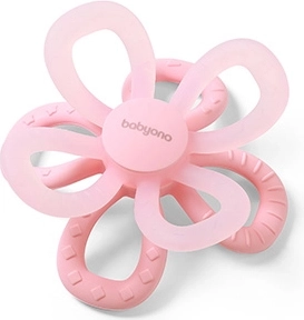 BabyOno siliconen bijtring Flower roze