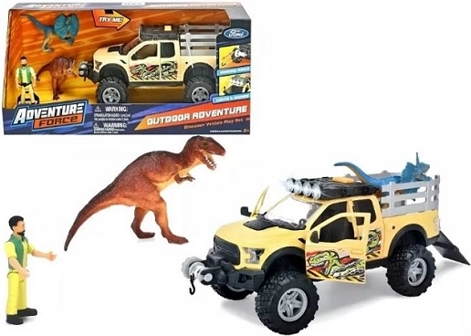 Adventure Force jeep en dinosaurus met licht en geluid