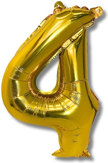 Folieballon cijfer 4, 40 cm, goud