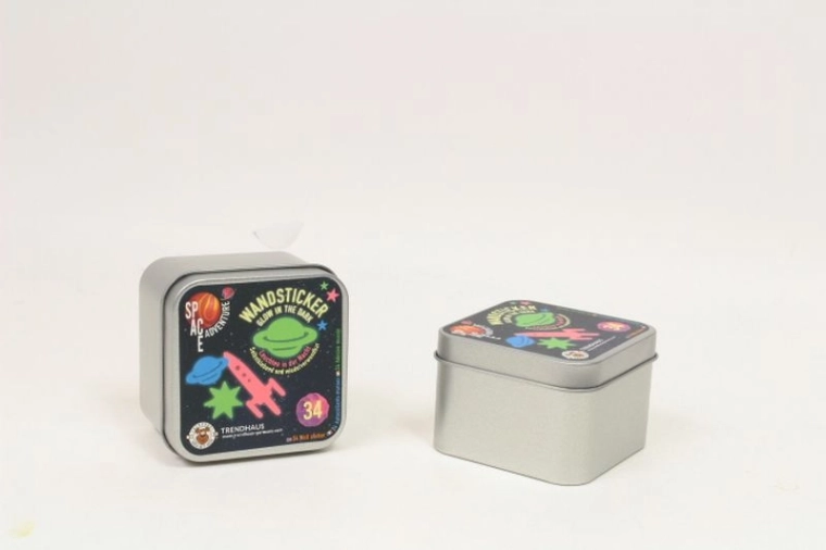 Trend lichtgevende ruimte-stickers voor in het donker – sterren, raketten en planeten (34 stuks)