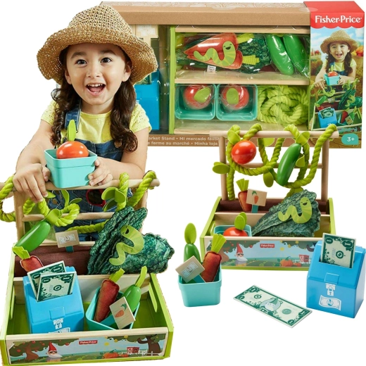 Houten kindersupermarkt met kraam, kassa en fruit FISHER‑PRICE