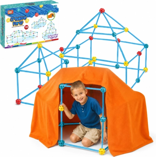 Woopie creatieve bouwset voor het bouwen van een fort met tentdoek, 128 onderdelen