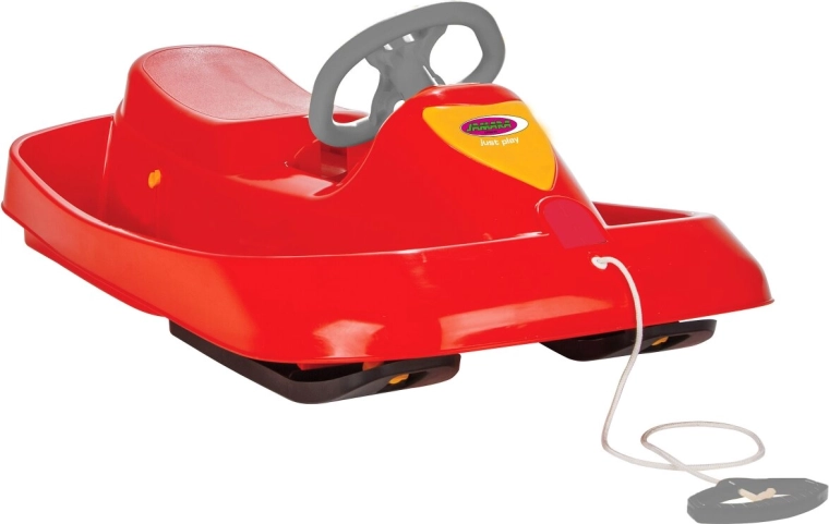 Kinderbob Snow Play Ralley 100 cm rood met stuur en rem