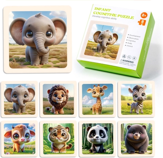 Houten puzzel Safari, 8 stukjes