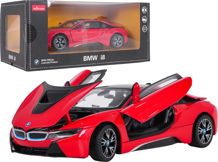 Metalen automodel BMW i8 RASTAR op schaal 1:24, rood