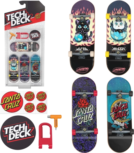 Tech Deck Fingerboard-set 4 mini-skateboards Santa Cruz - 4 stuks
