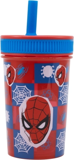 Marvel Spider-Man plastic beker met siliconen rietje 465 ml - 1 stuk