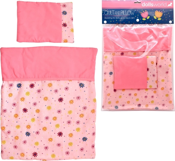 Dolls World dekentje en kussentje voor poppen 46 cm
