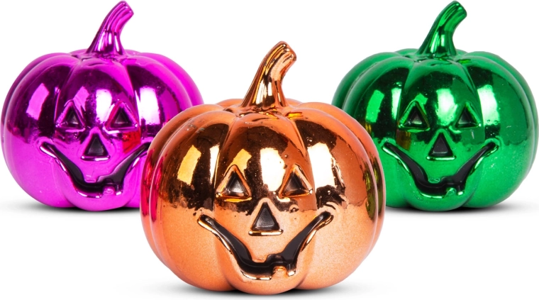 Glanzende Halloween-decoratiepompoenen, 6 cm, 3 stuks
