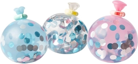 Afgewerkte knijpballonnetjes met confetti