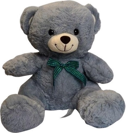 Grote grijze pluchen teddybeer met strik
