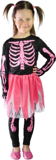 Kinderkostuum roze skelet L