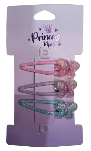 Pink set glitterende haarspeldjes met vlindertjes (3 stuks)