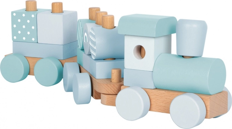 Small Foot houten stapeltrein blauw