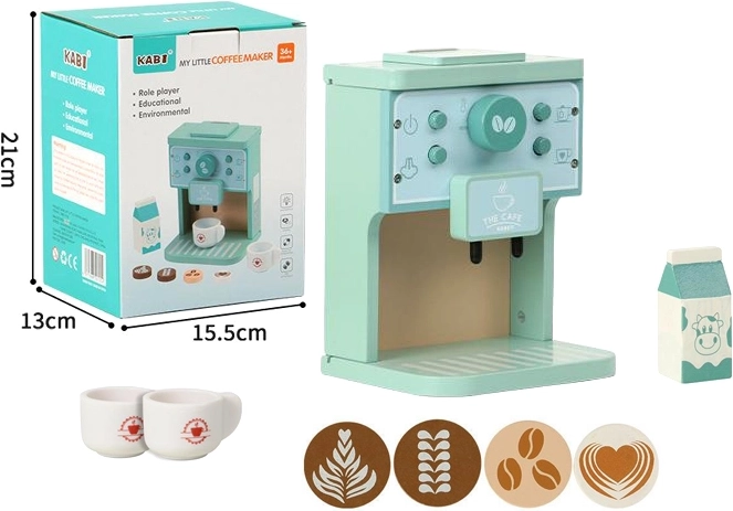 Houten koffiezetapparaat met kopjes