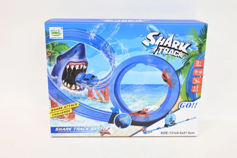 Racebaan met haai en loop Shark Track Battle