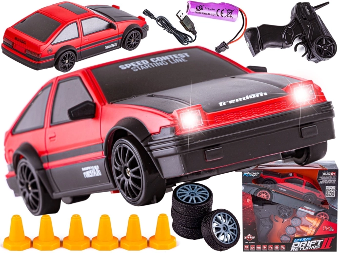 Drift RC-auto Toyota 1:24 2,4 GHz 4WD rood-zwart