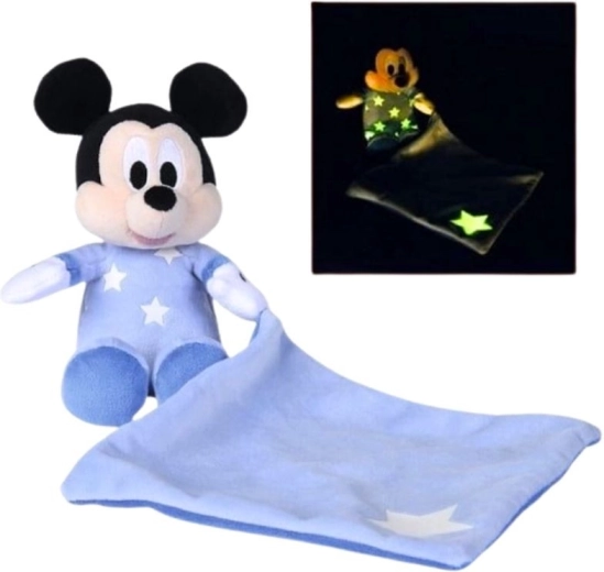 Pluche knuffeldoekje Mickey Mouse dat in het donker oplicht