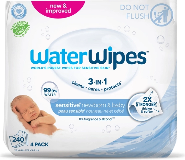 WaterWipes vochtige doekjes Newborn & Baby 3-in-1, 4× 60 stuks (240 stuks)