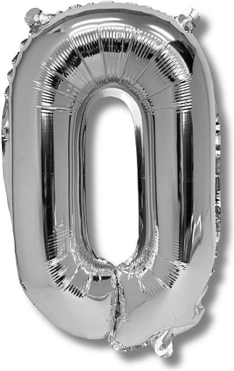 Folieballon cijfer 0, 40 cm, zilver