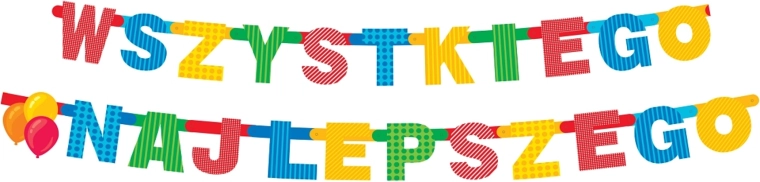 Verjaardags papieren slinger „Wszystkiego Najlepszego“ 230 cm - 1 stuk