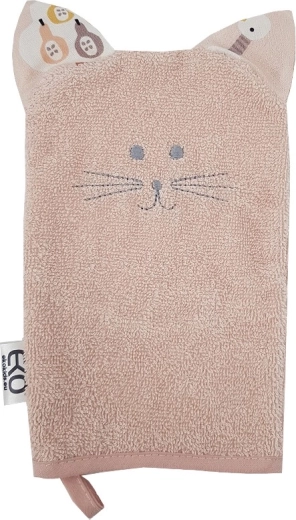 EKO katoenen washandje met oortjes Cat Rose, roze 20 × 15 cm