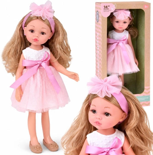 Ballerinapop in een roze tule jurk 35 cm