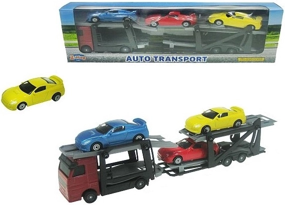 Autotransporter met 3 sportauto’s
