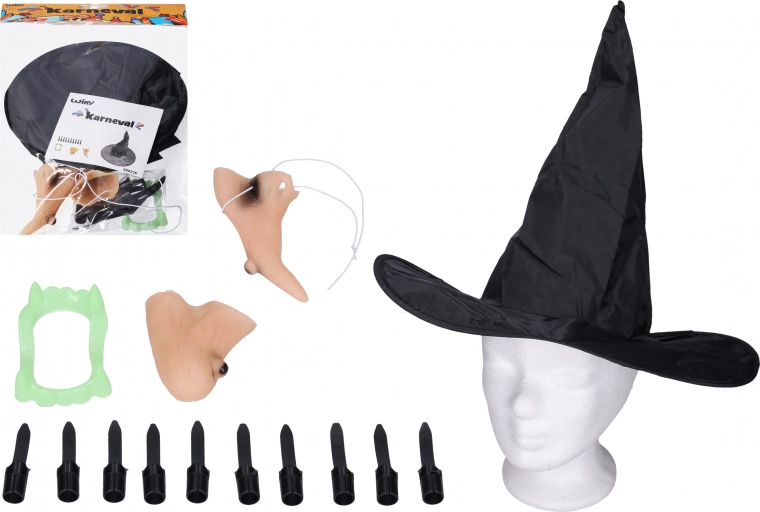 Heksenkostuumset met hoed en accessoires