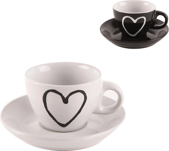 Keramisch kopje met schoteltje Hart 90 ml – mix