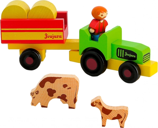 Jeujura houten figuren boer met tractor