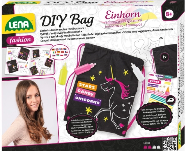 Creatieve set voor het ontwerpen van een textielen rugzak LENA