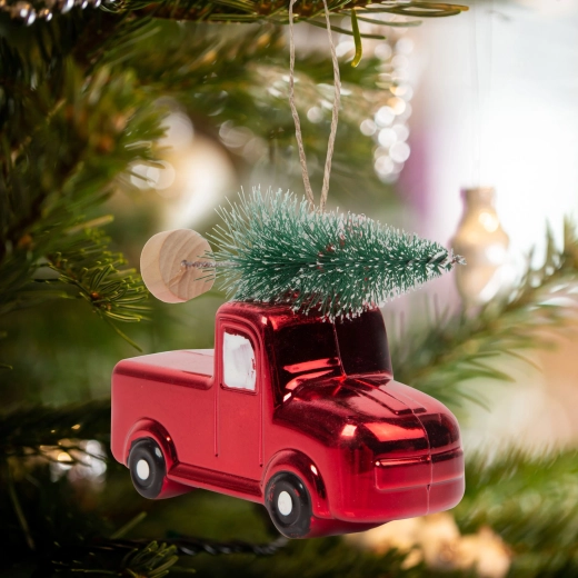 Kerstboomornament auto met boom