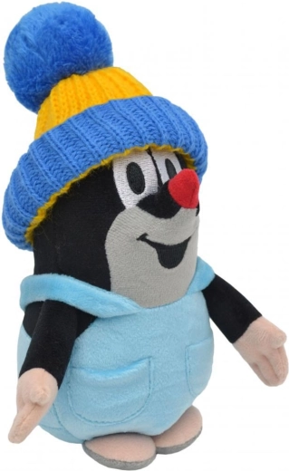 Moravská ústředna Krtek in onderbroek met blauw-gele muts 20 cm