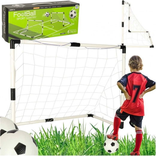 Set van 2 kinder-voetbaldoelen 95 × 70 × 50 cm met ballen en pompje
