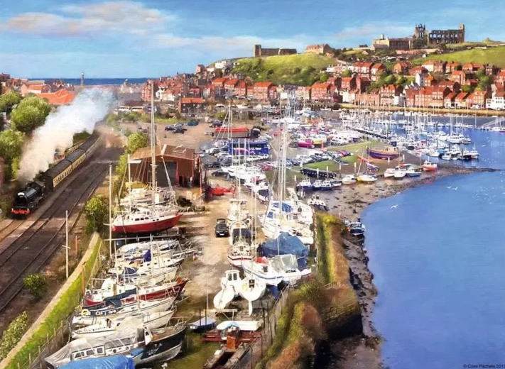 Gedetailleerde havenscène
