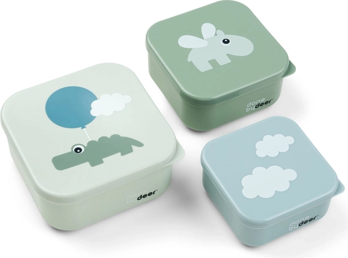 Done by Deer set snackdoosjes Happy clouds groen 3 stuks