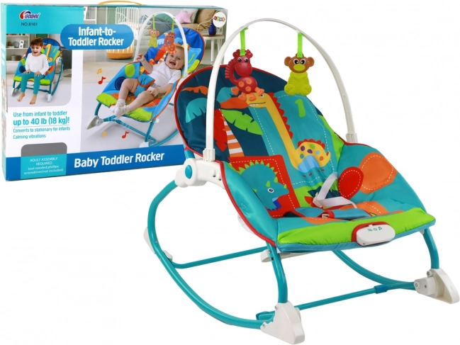 Kinder schommelstoel 2-in-1 met vibraties en dinosaurusthema's