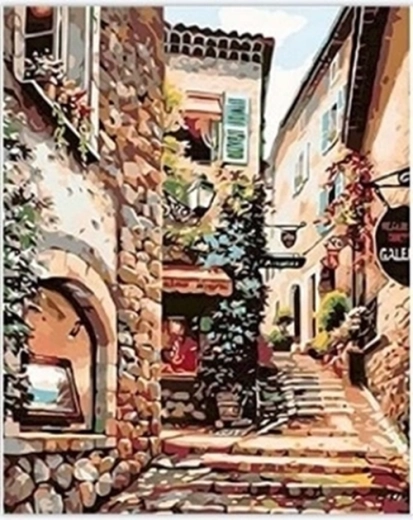 NORIMPEX Schilderen op nummer Straat tussen de huizen 40 × 50 cm