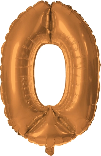 Folieballon TORO cijfer 0, 30 cm, brons