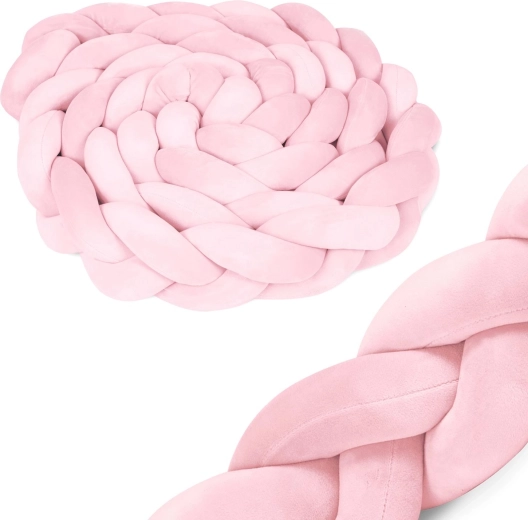 Gebreide bedomranding voor ledikant Ricokids roze 3 m
