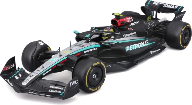 Bburago Mercedes-AMG Petronas W15 2024 #44 Lewis Hamilton – Formule 1-model 1:24 in acrylbox