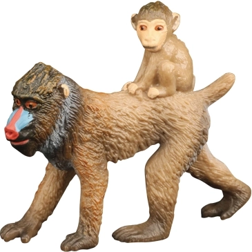 BALULU figuur van een mandril met jong