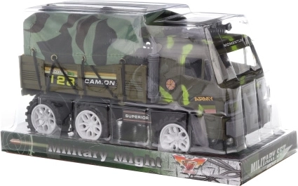 Militair voertuig met afdekzeil op wrijvingsmotor 23 cm