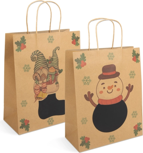 Kraft papieren cadeauverpakking voor een fles, 26,5 × 12,7 × 33 cm - 1 stuk