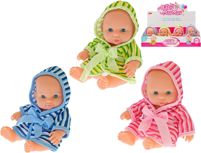 Baby in gestreepte badjas 20 cm