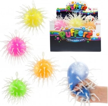 Pluizige antistress slijmbal met glitter, siliconen, 8 cm, mix kleuren